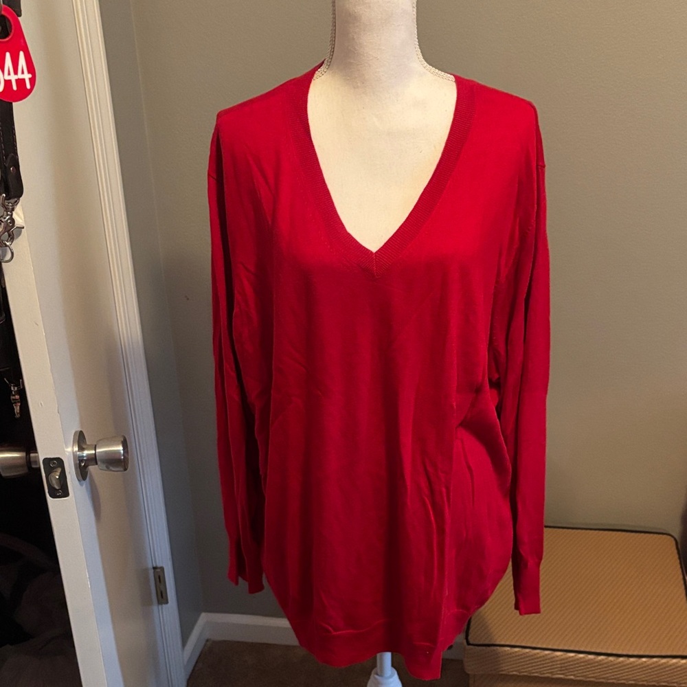 Red V-Neck Sweater